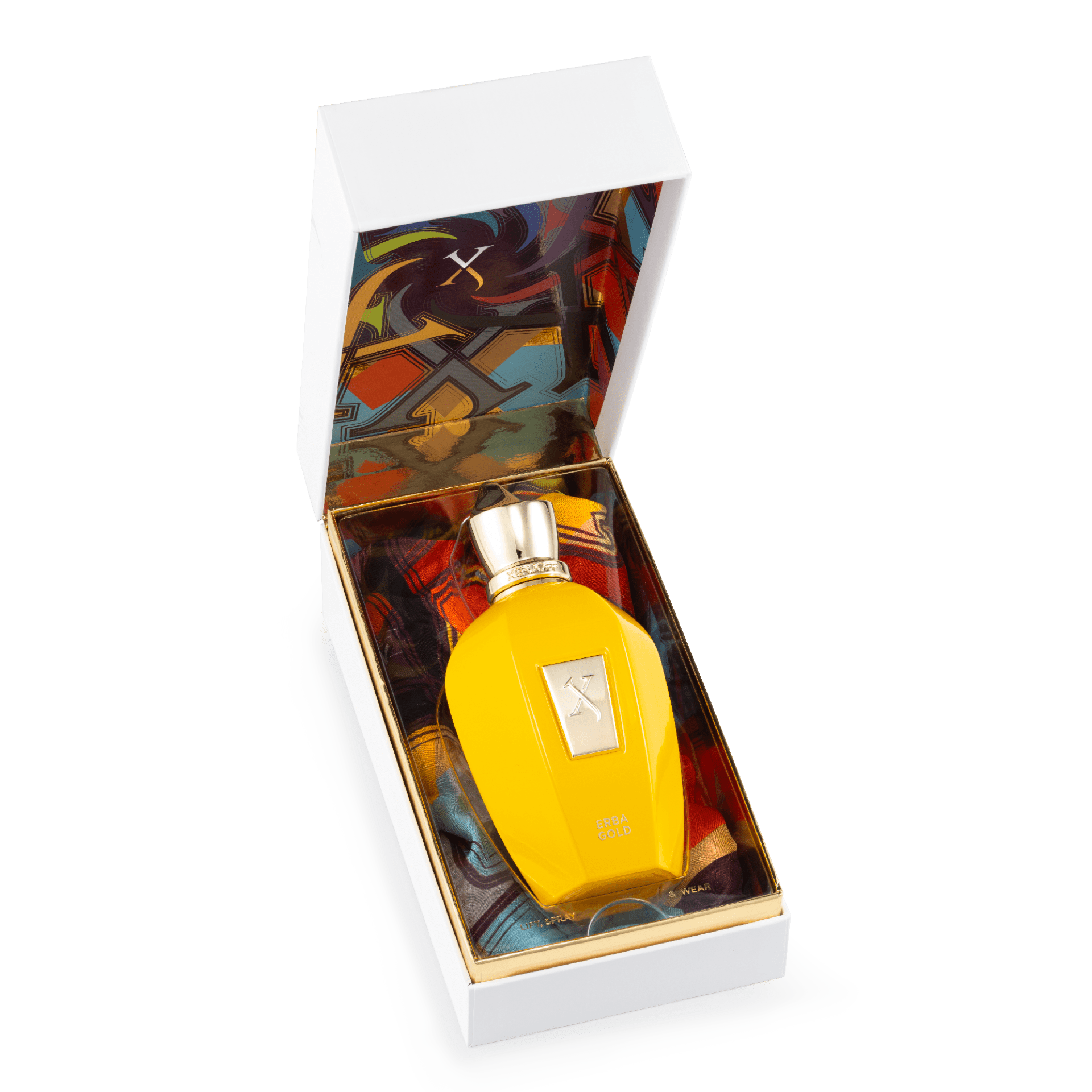 Xerjoff Erba Gold, flacon de face de cette fragrance fruitée et épicée