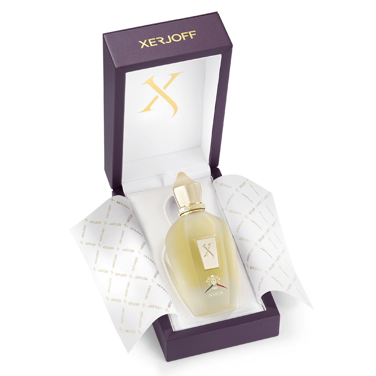 Flacon Xerjoff Naxos parfum niche italien luxe détails or noir miel cannelle vanille